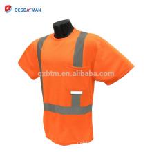 Alta visibilidad clase 2 naranja camiseta con humedad absorbente Malla reflectante Hola visibilidad manga corta seguridad ropa bolsillo